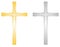 Christian golden and silver cross, isolated, vector illustration