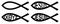 Christian Ichthys symbol. Two black arcs resembling fish. Version without text, with greek letters I CH TH Y S (standing for