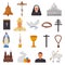 Christian icons vector christianity religion signs and religious symbols church faith christ bible cross hands praying