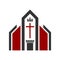 Christian illustration. Church logo. The church is the place of worship for Jesus Christ