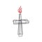 Christian illustration. Church logo. The cross of the Lord Jesus Christ and the flame of fire