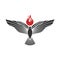 Christian illustration. Church logo. The dove and the flame are symbols of the Holy Spirit of God