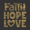 Christian illustration in a doodle style. Faith, Hope, and Love are gospel principles