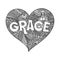 Christian illustration in a doodle style. The word Grace, a description of God`s grace and salvation.