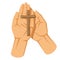 Christian illustration of hands holding cross. Happy Easter image.