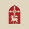 Christian illustration. Lamb of God and crucifixion cross