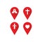 Christian label location and direction, icons