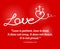 Christian Love scripture with heart and cross on red background