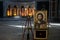 Christian paintings and portrait of Jesus Christ inside St Sava Church Belgrade Serbia