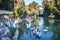 Christian pilgrims enter Jordan River waters