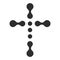Christian symbol, black connection dots cross icon. Church logo template. Isolated vector illustration.