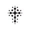 Christian symbol, black connection dots icon. Church logo template. Isolated vector illustration.