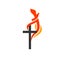 Christian symbols. The logo of the church. The cross of Jesus, the flame of fire as a symbol of the Holy Spirit