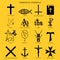 Christian symbols. Multiple symbols of cristianity.