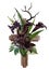 Christian wooden cross decorated with black lilies and callas