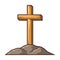 Christian wooden cross. Happy Easter image. Religious symbol.