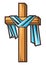 Christian wooden cross. Happy Easter image. Religious symbol.