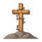 Christian wooden cross. Happy Easter image. Religious symbol.