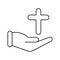 christian worship cross on hand icon