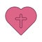 christian worship cross on hand icon