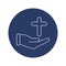 christian worship cross on hand icon