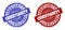 CHRISTIANITY Blue and Red Round Stamps with Unclean Textures