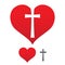 Christianity. Christian cross love Jesus heart church logo symbol vector.