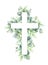 Christianity cross of green eucalyptus leaves. Easter religious symbol. Vector illustration for Epiphany, Christening