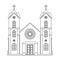 Christianity lineart church architecture house building religious design vector illustration