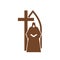 Christianity religion icon, priest, cross, church