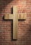 Christianity wooden cross jesus christ sign red brick wall
