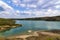 Christianoupolis dam water reservoir in Messenia, Greece. View of the dam, artificial lake