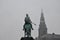 Christiansborg danish parliament covered with rain and fog