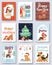 Christmas 2018 dog card vector cute cartoon puppy characters illustration home pets doggy Xmas print design web banner