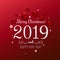Christmas 2019 and New Year typographical on red background with gold stars