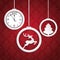 Christmas 3 White Rings Red Ornaments Clock 2017