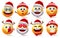 Christmas 3d smiley characters vector set. Christmas character like santa claus, snowman and emoji isolated In white background.