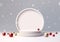 Christmas 3D White Podium Decoration with Balls and Snow