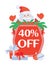 Christmas 40 Off Vector. Santa with Sale Poster