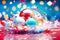 Christmas. Abstract surreal background with Christmas balls and fantasy colors, trendy color. Blurred effect