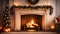 Christmas Ambiance: Candles, Fireplace, Gifts, and Decor.