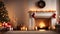 Christmas Ambiance: Candles, Fireplace, Gifts, and Decor.