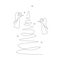 Christmas angel sketch silhouette line drawing, vector illustration