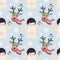 Christmas angle and reindeer seamless pattern