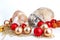 Christmas animals. Rabbit and christmas ball ornaments christmas bauble. Rabbits lop eared bunnies christmas photo