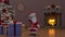 Christmas animation. Santa Claus is doing magic. Christmas tree of gifts appearing. Merry Christmas and Happy New Year