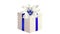 Christmas animation with white gift with blue ribbons