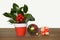 Christmas arrangement, Christmas gift and colorful bauble