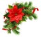 Christmas arrangement with pine twigs, poinsettia flower and red