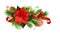 Christmas arrangement with poinsettia flower, pine twigs, red cu